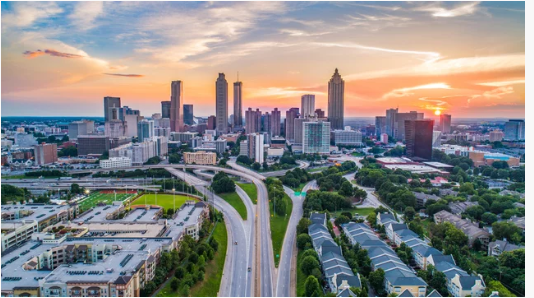 Professional training facility exterior with manicured lawn and modern architecture in Atlanta